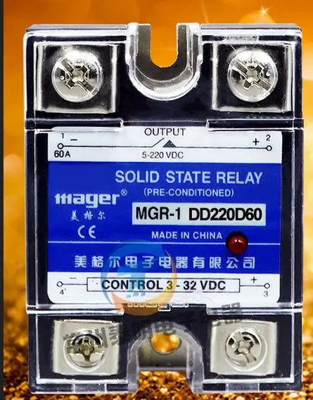 Mager 단상 SSR 솔리드 스테이트 릴레이 신 60A DC-DC DC 제어 MGR-1 DD220D60 5-220VDC