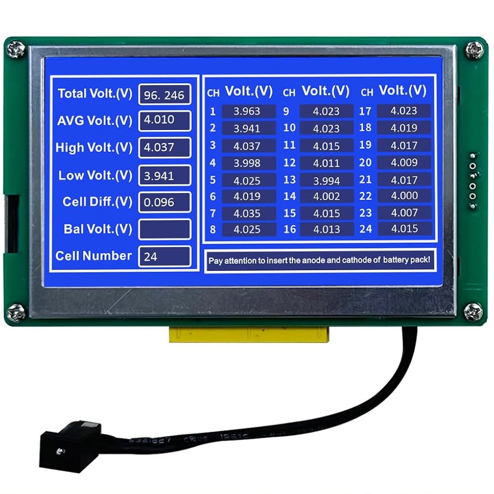 SUNKKO 24S 배터리 전압 테스트기, 5인치 LCD 게이지, NMC/LiFePO4/LTO 배터리용 정밀 감지기, 타입-C 범용 소켓, M6T24 - 상품 이미지