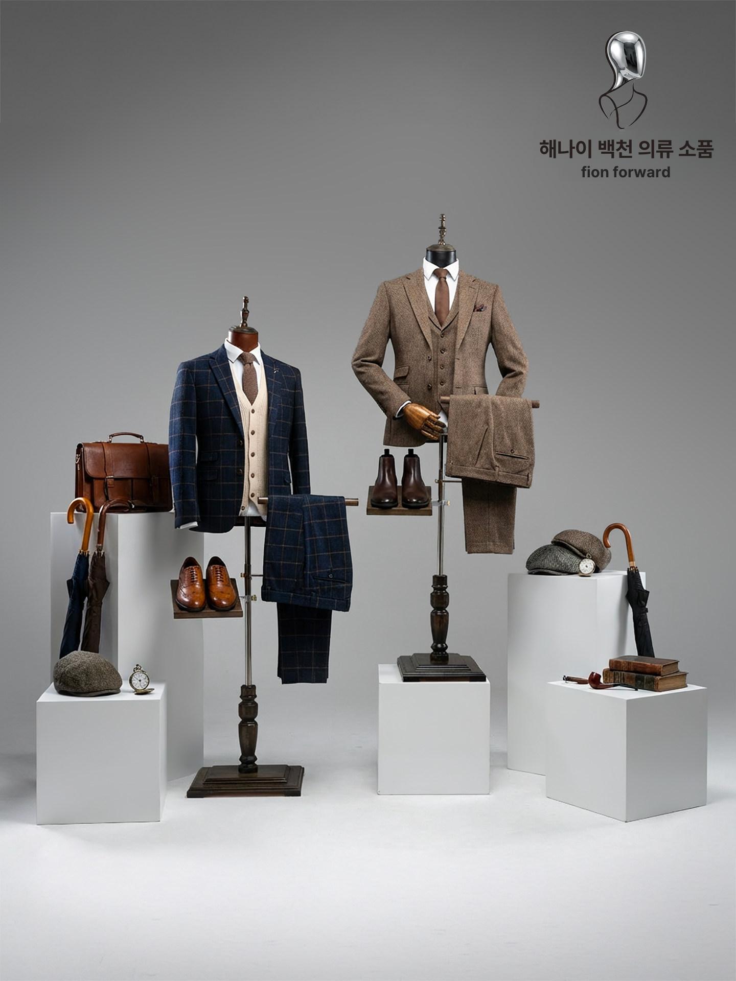 상체 마네킹 상반신 모델 옷가게 의류 남성복 블랙가죽 스탠드 목걸이 주얼리 팔 - 상세 이미지 5