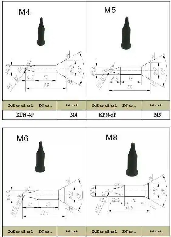 10Pcs KCF 포지셔닝 핀 너트 코어 M4M5M6M8M10M12KCF 절연 슬리브