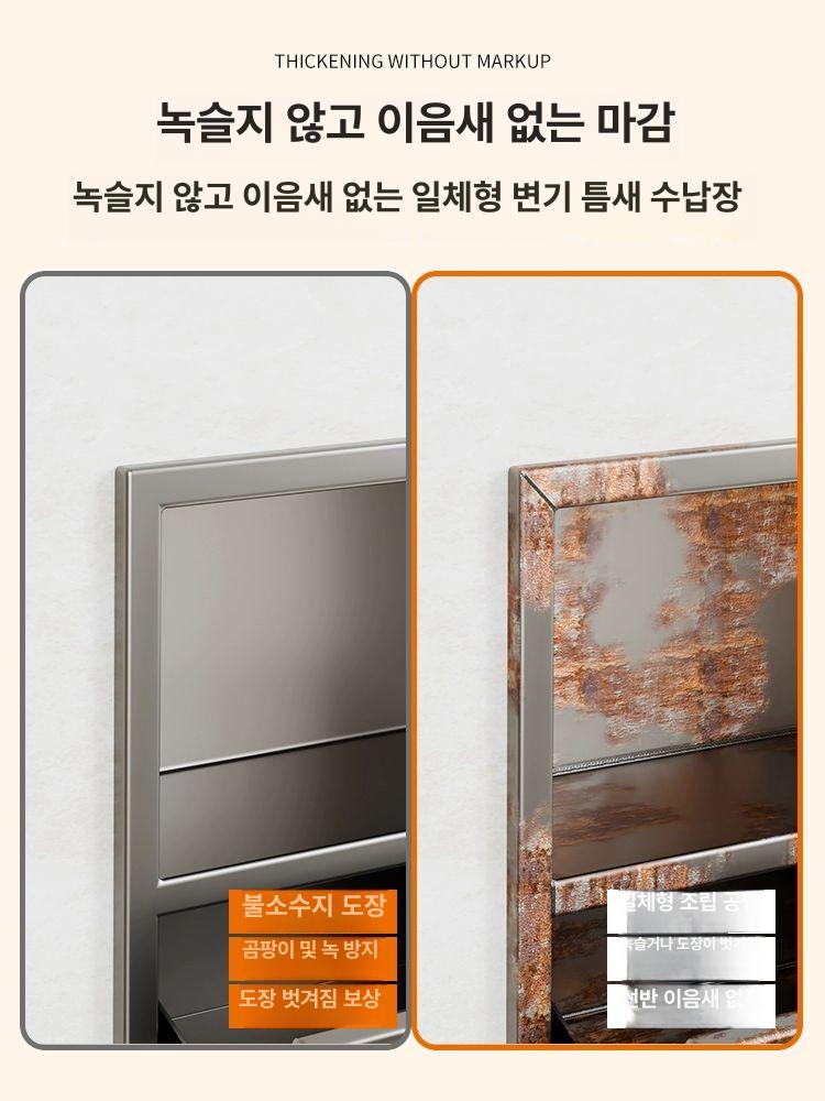 스텐 매립휴지걸이 붙박이 티슈 스테인레스 매립형 화장실 그레이 홀더 내장형 - 상세 이미지 2
