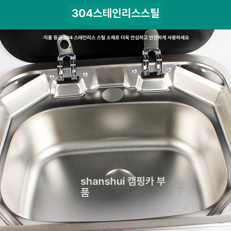 스텐 세면대 싱크대 사각 씽크대 화장실 원형 스테인레스 사무실 손세정대 카라반 - 상세 이미지 3
