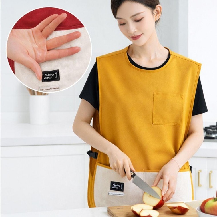 핸드 타올 앞치마 방수 카페 어린이집 주방 미용실 조끼 버클형 원피스 바리스타 공방 - 상품 이미지