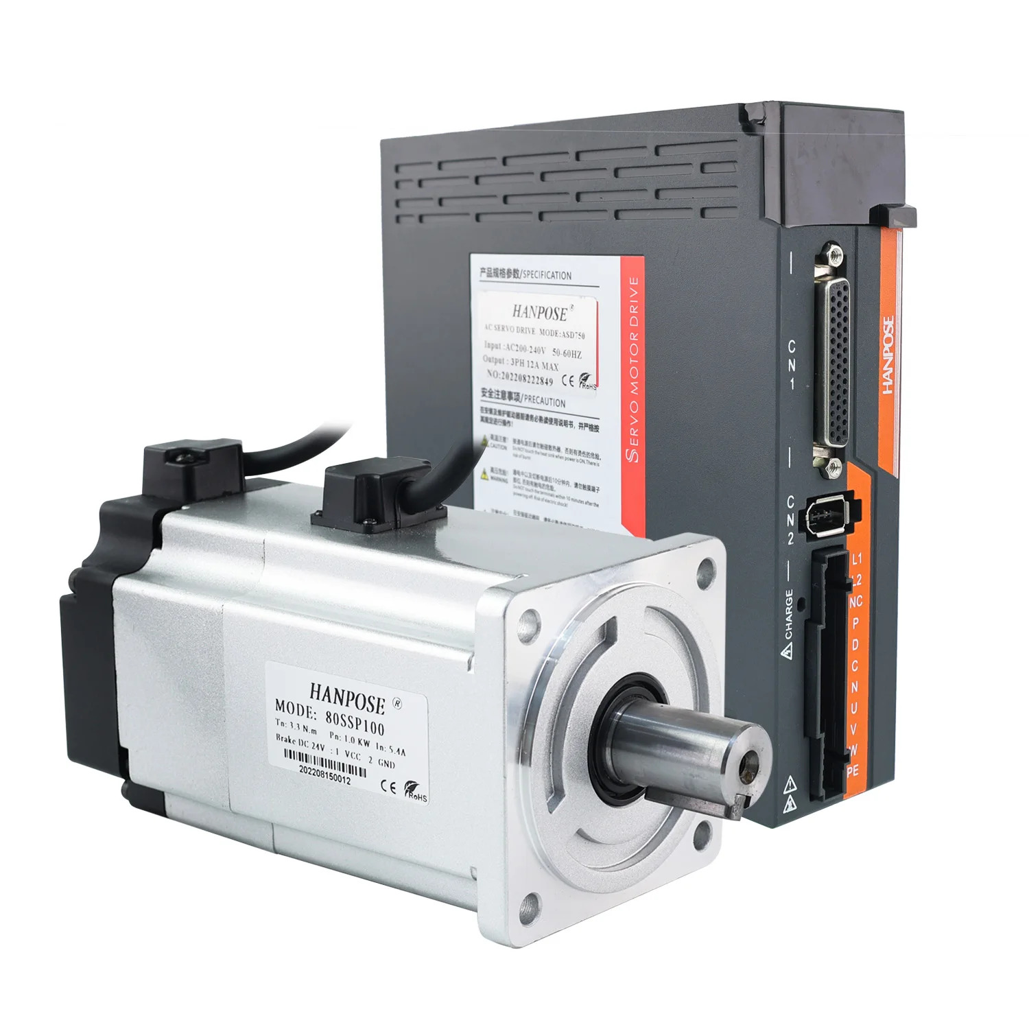 고성능 서보모터 드라이버 키트 ASD2100 220V 1000W 80SSP100 3.3N.m 5.4A 정토크 6000rpm AC 드라이브