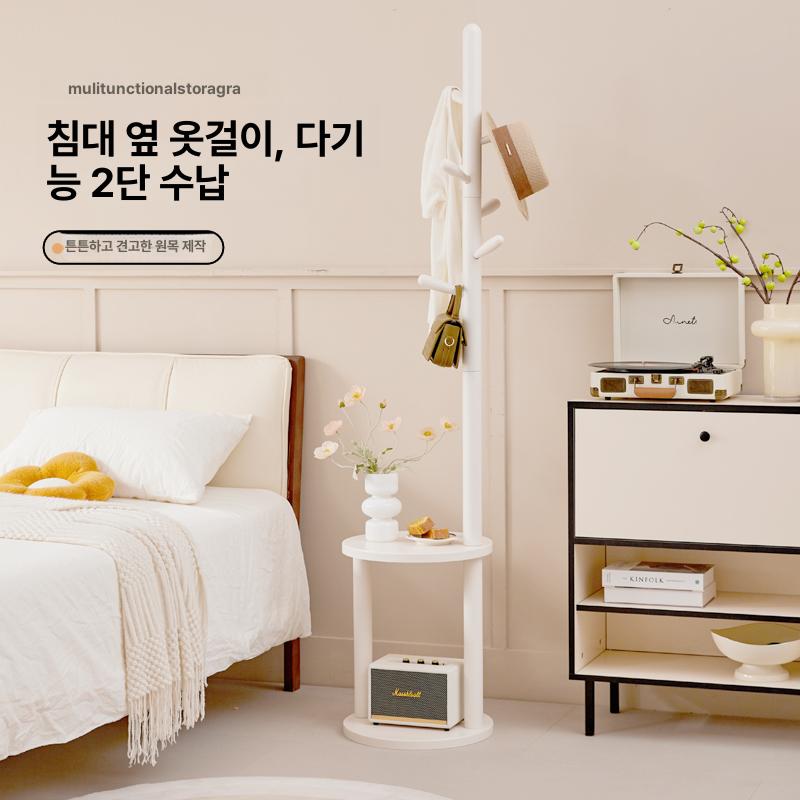 스탠드형 원목옷걸이 현관 간이 수납 랙 행거대 인테리어 내추럴 모던행거 나무 - 상세 이미지 2