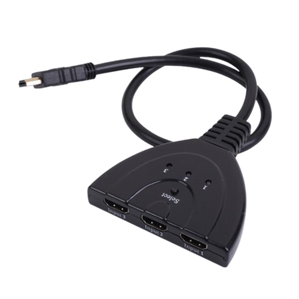 케이블일체형 HDMI 스위치박스 전환기 3대1 자동수동 선택버튼