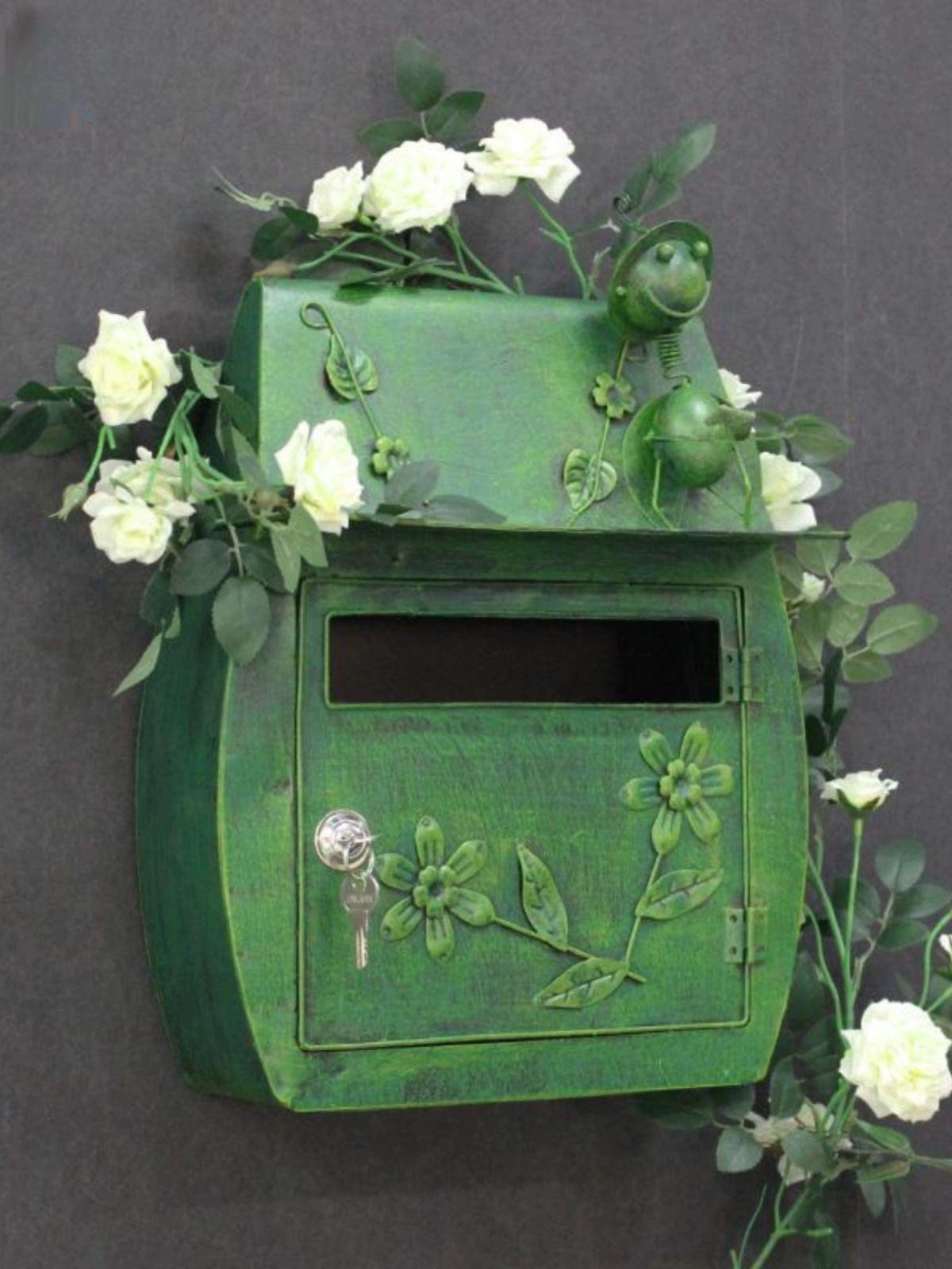빈티지 우체통 철제 레트로 인테리어 정원 잠금장치 야외 주택 엔틱 메일박스 가정용 - 상품 이미지