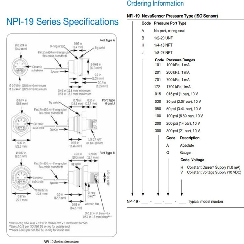 NPI-19A-002G2 Amphenol 고급 센서