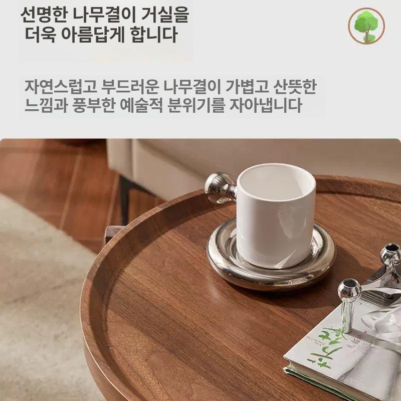 월넛 사이드테이블 이동식 리프팅 간이 다용도 탁자 상판 접이식테이블 조절 유압식 - 상세 이미지 3