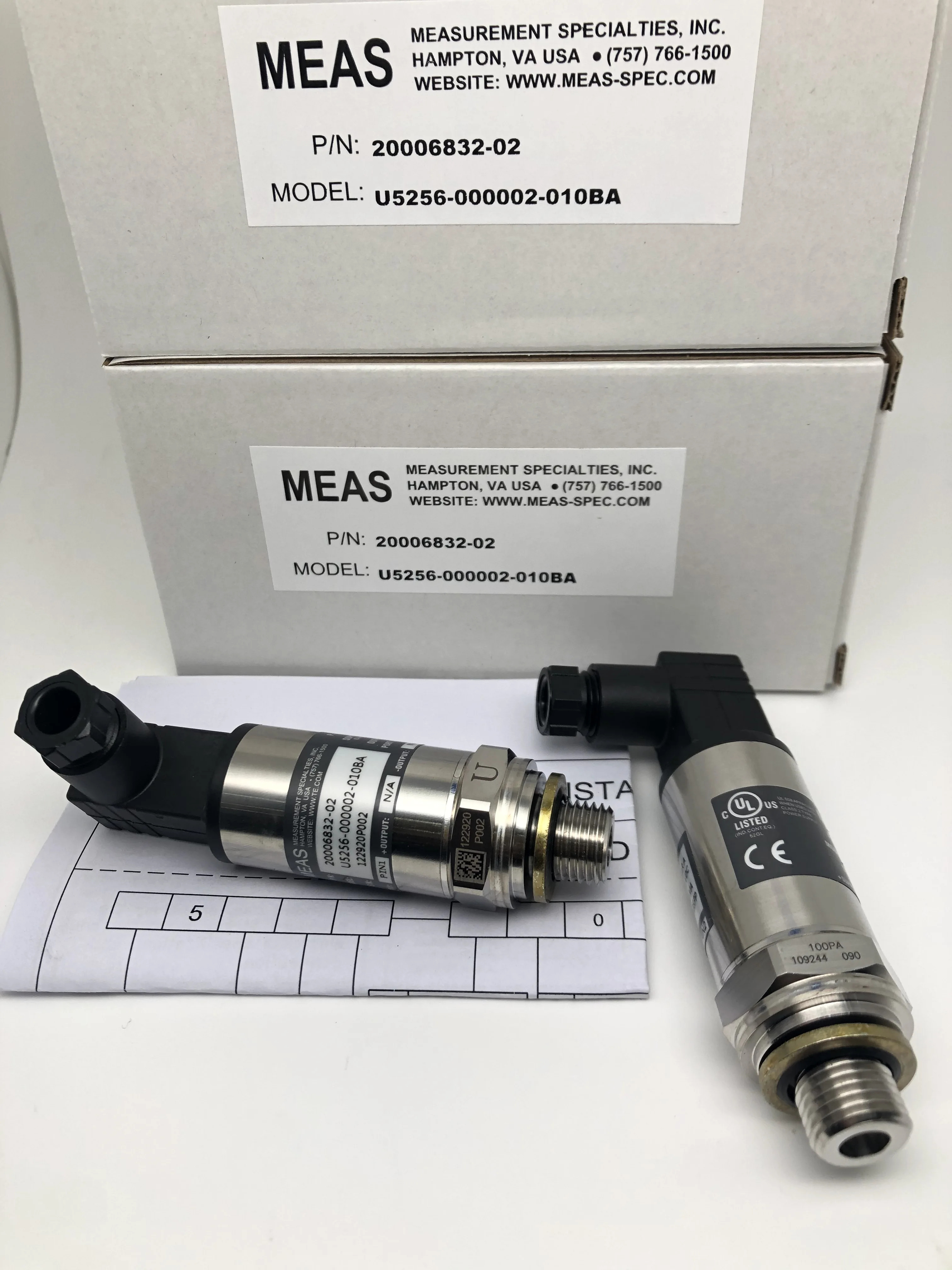U5256-000002-010BA MEAS 산업등급 압력센서는 산업 자동화 시스템. 원본