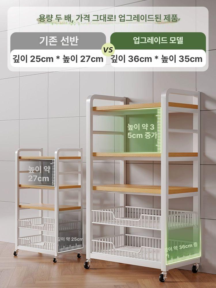 렌지대 선반 트롤리 다기능 정리대 랙 수납장 오븐렉 거치대 다층 바퀴 레일 베이킹 - 상세 이미지 2