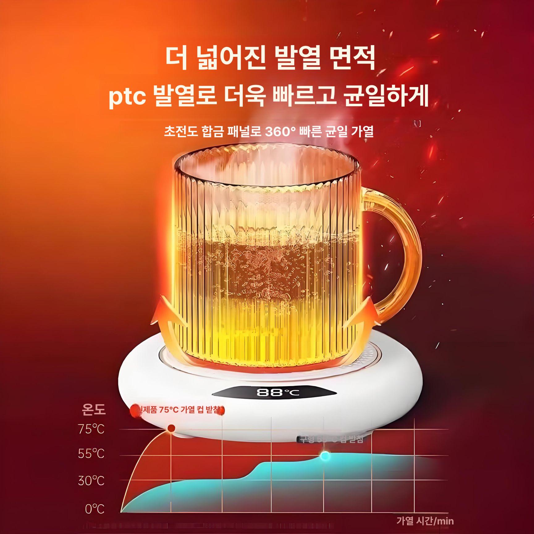 보온 컵워머기 히터 머그컵 커피 사무실 히팅 가정용 온도 - 상세 이미지 5