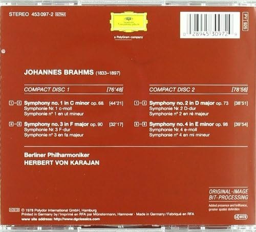 헤르베르트 폰 카라얀 Brahms Complete Symphonies 브람스 교향곡 전곡 CD 앨범 - 상세 이미지 4