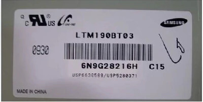 오리지널 산업LCD 패널 LTM190BT03 디스플레이 1440 RGB x 900 WXGA 등급 A 19.0 인치