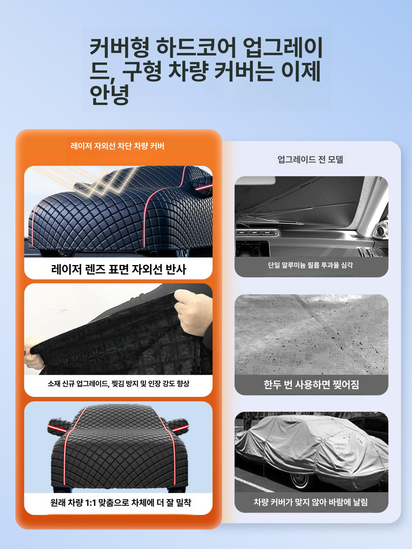 겨울철 차눈커버 덮개 보온 성에방지 방한 본네트커버 나노 차량용 - 상세 이미지 5