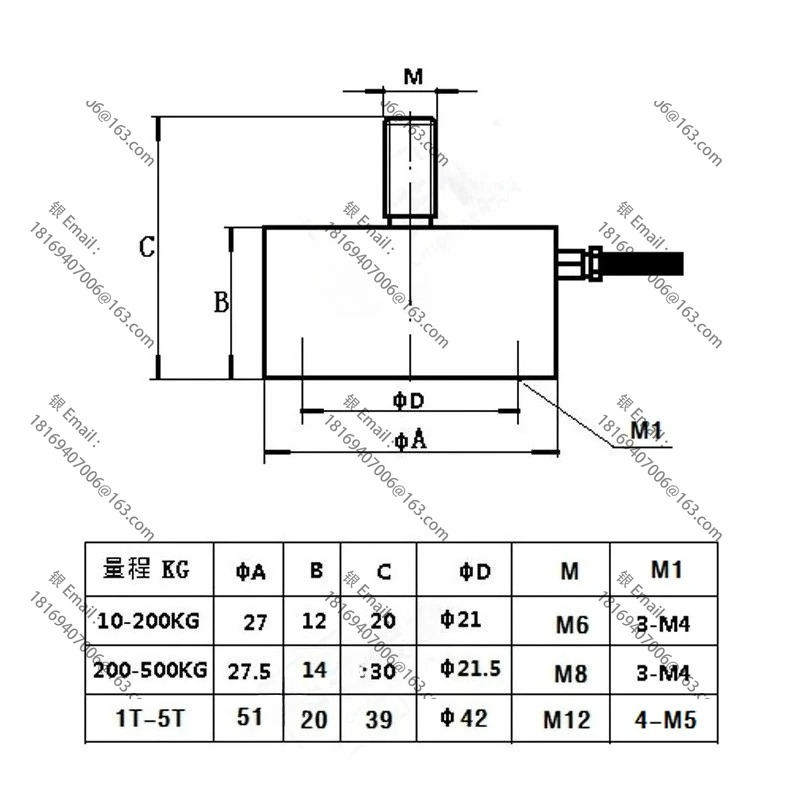 로드셀 장력 센서 싱글 엔드 나사 패턴 100KG200KG300KG500KG1T3T5T
