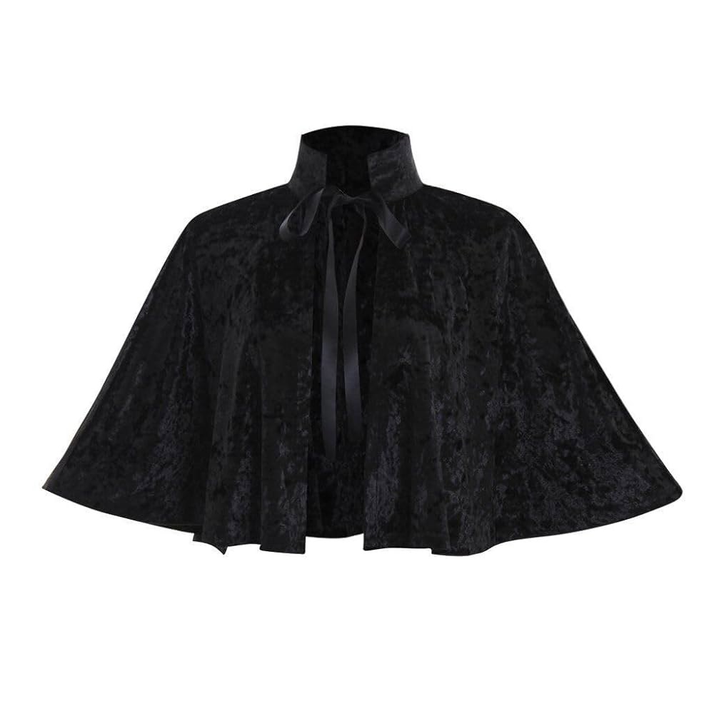 헤돌 중세 숄 여성 르네상스 벨벳 망토 랩 의상 레이스 고딕 롤리타 파티용 Black One Size - 상품 이미지