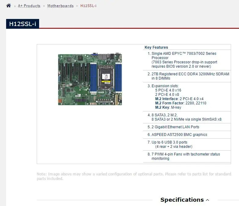 슈퍼마이크로 마더보드H12SSL-i 단일 EPYC 7003/7002 시리즈 프로세서 ECC DDR4 PCI-E 4.0 기가비트 이더넷 LAN 포트