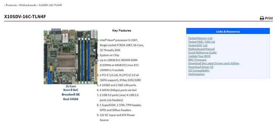 X10SDV-4C-TLN2FXEON D1521 4 코어 8 스레드 45W  X10SDV-16C-TLN2FXEON D1581 16 32 65W