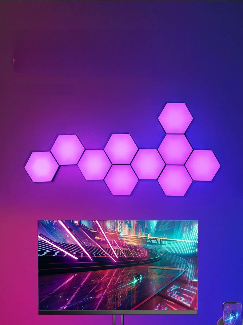 스마트 led 육각형 충전식 조명 컨트롤 패널 게임방 인테리어 - 상품 이미지