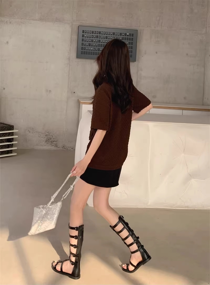 글래디에이터 롱부츠 통기성 여성 여름 샌들 로마 - 상세 이미지 3