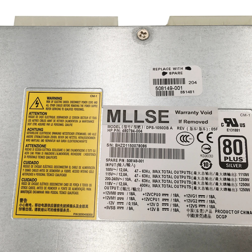 hp호환 전원공급장치 1250W DPS-1050DB A 480794-002 480794-003 508149-001 Z800