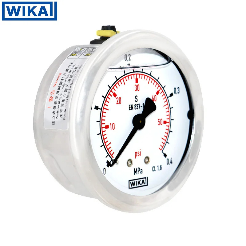 독일 Wika Weka 충전 충격 방지 압력 게이지 EN837 213.53.063축 방사형 에어압 오일