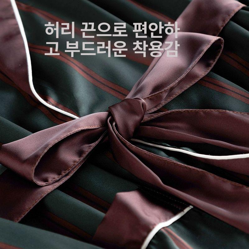 실크 로브 남성 롱가운 빅사이즈 새틴 샤워가운 라운지웨어 실내복 포켓 - 상세 이미지 5