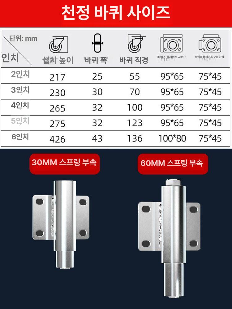 쇼바 바퀴 완충 이동식 스프링 휠 브레이크 캐스터 충격 - 상세 이미지 4