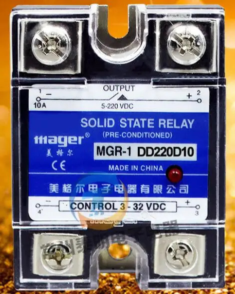 Mager 단상 SSR 솔리드 스테이트 릴레이 신 10A 24V DC 제어 MGR-1 DD220D10
