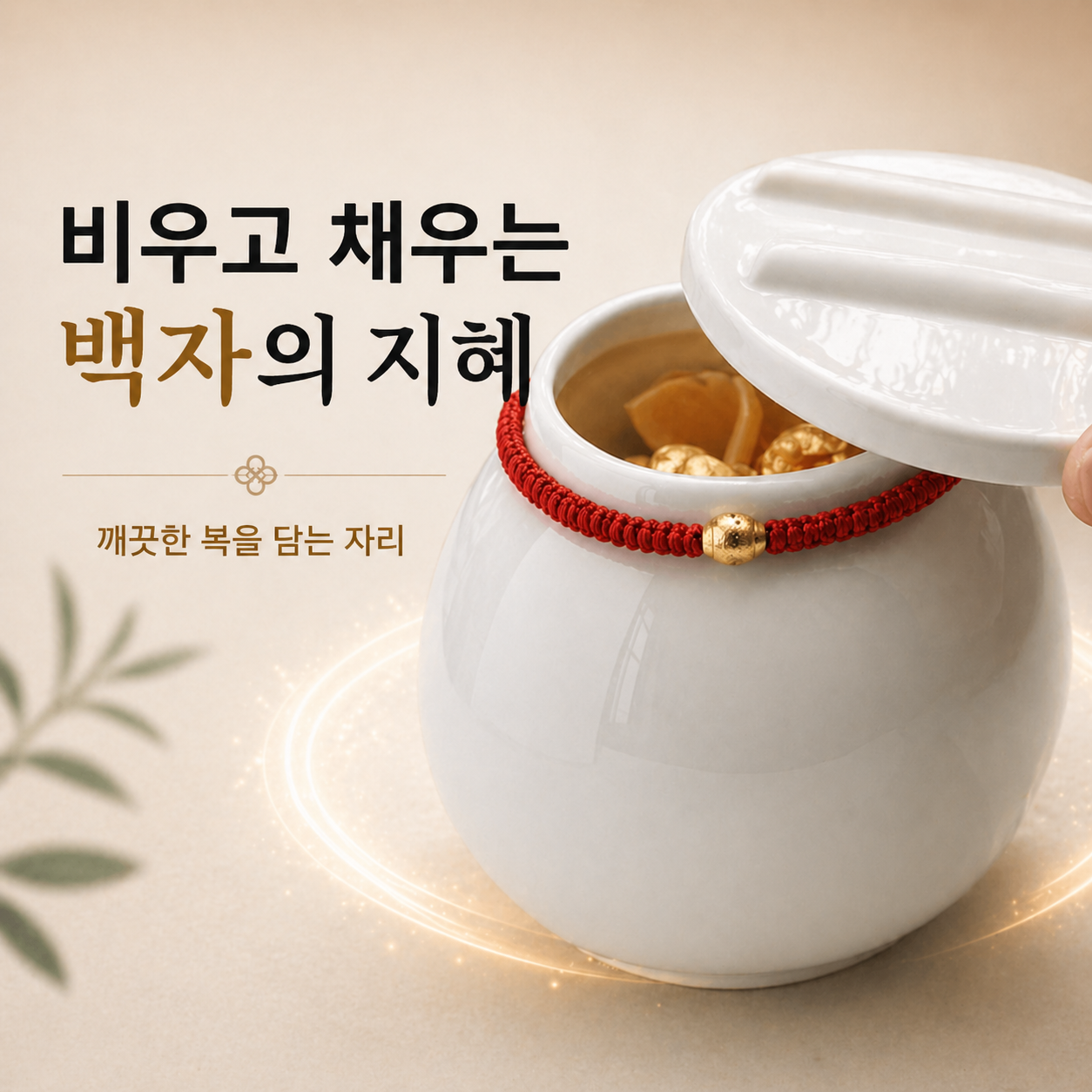 붉은실 현관 풍수 소금 단지 풍수지리 미니 백자 항아리 - 상세 이미지 3