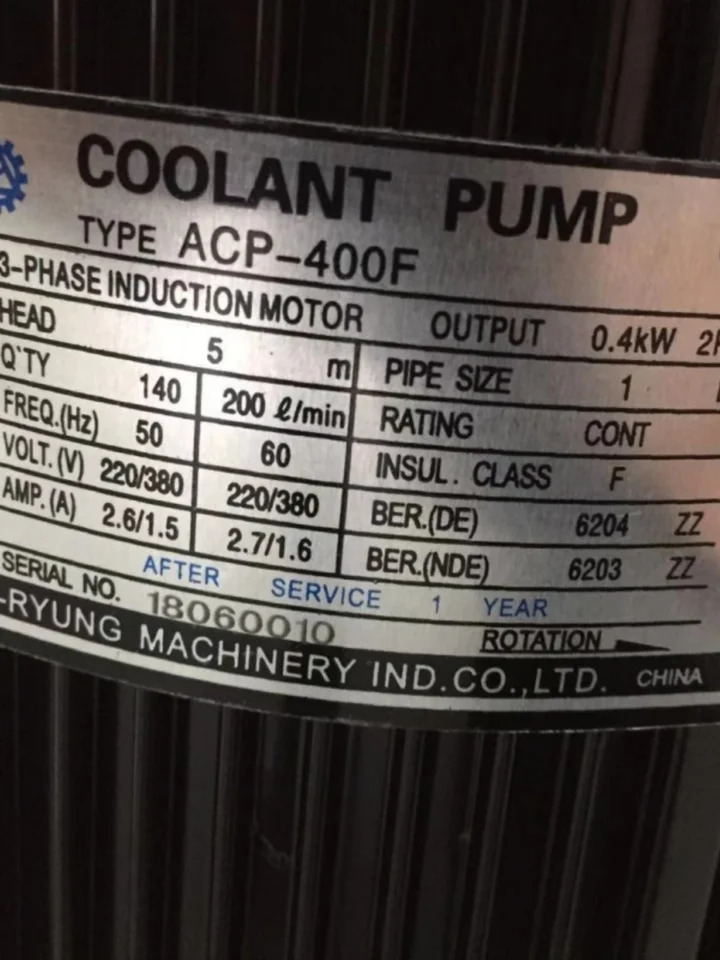 Yalong 기계 공구 냉각 펌프 ACP-180F 400F 1800HMFS70 1100MF 400HF18 250F-L