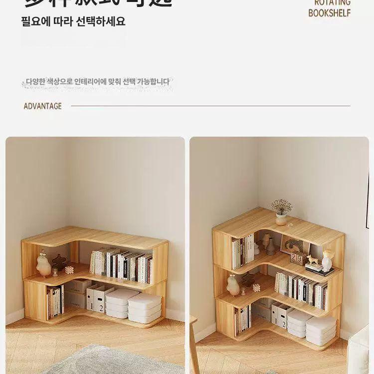 서재 코너책장 북타워 정리 수납장 독립형 진열장 삼각수납선반 우측 북셀프 인테리어 - 상세 이미지 3