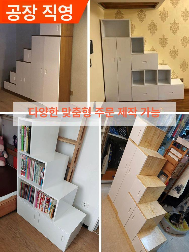 4단 나무서랍장 수납 무페인트 가구 계단서랍장 계단형 층계형 - 상세 이미지 3