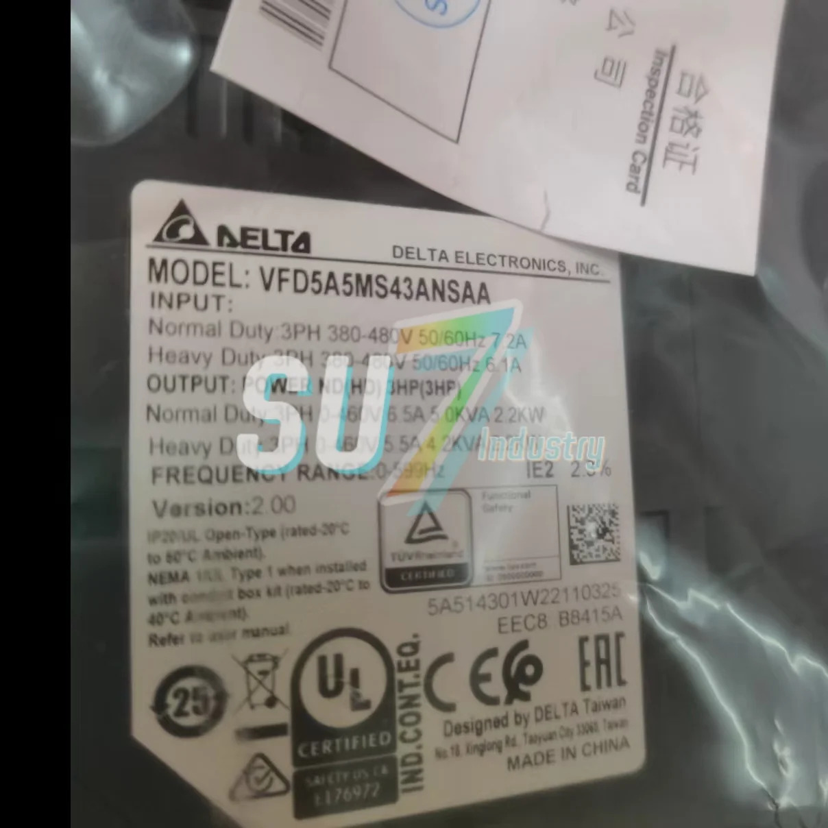주파수 변환기 VFD4A8MS21ANSAA VFD5A5MS43ANSAA