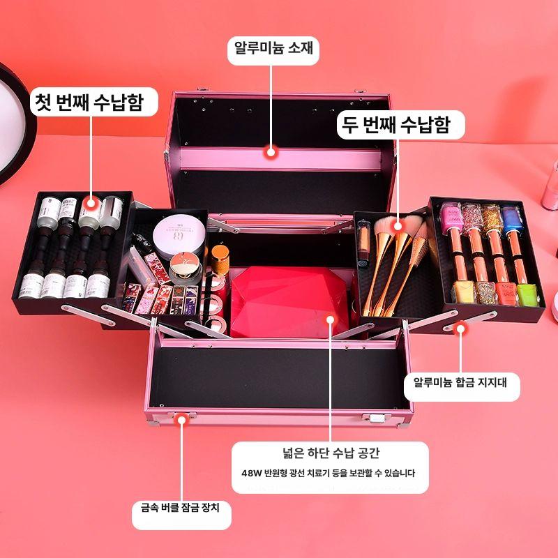 휴대용 도구박스 미용도구 메이크업박스 화장품 네일 여행용 파우치 출장용 미용박스 - 상세 이미지 4