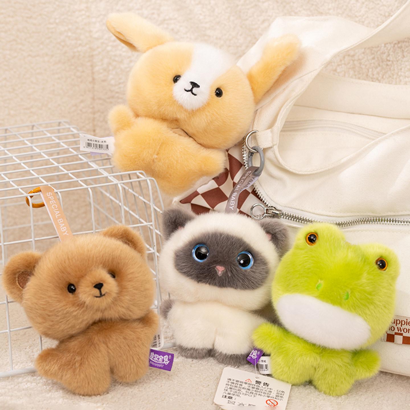 고양이 인형 열쇠고리 검은 미니 보송보송 스타일 유니크한 키링 장식품 - 상세 이미지 4