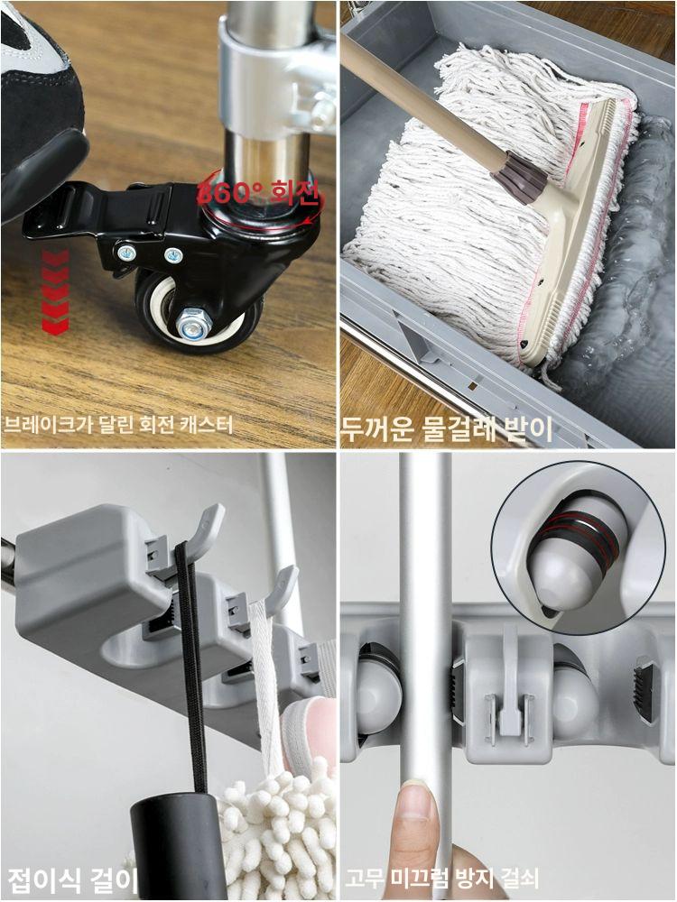 빌딩 대걸레함 스텐 관리사무소 스테인레스 바퀴형 버킷 물걸레 걸이 걸레세척통 - 상세 이미지 4
