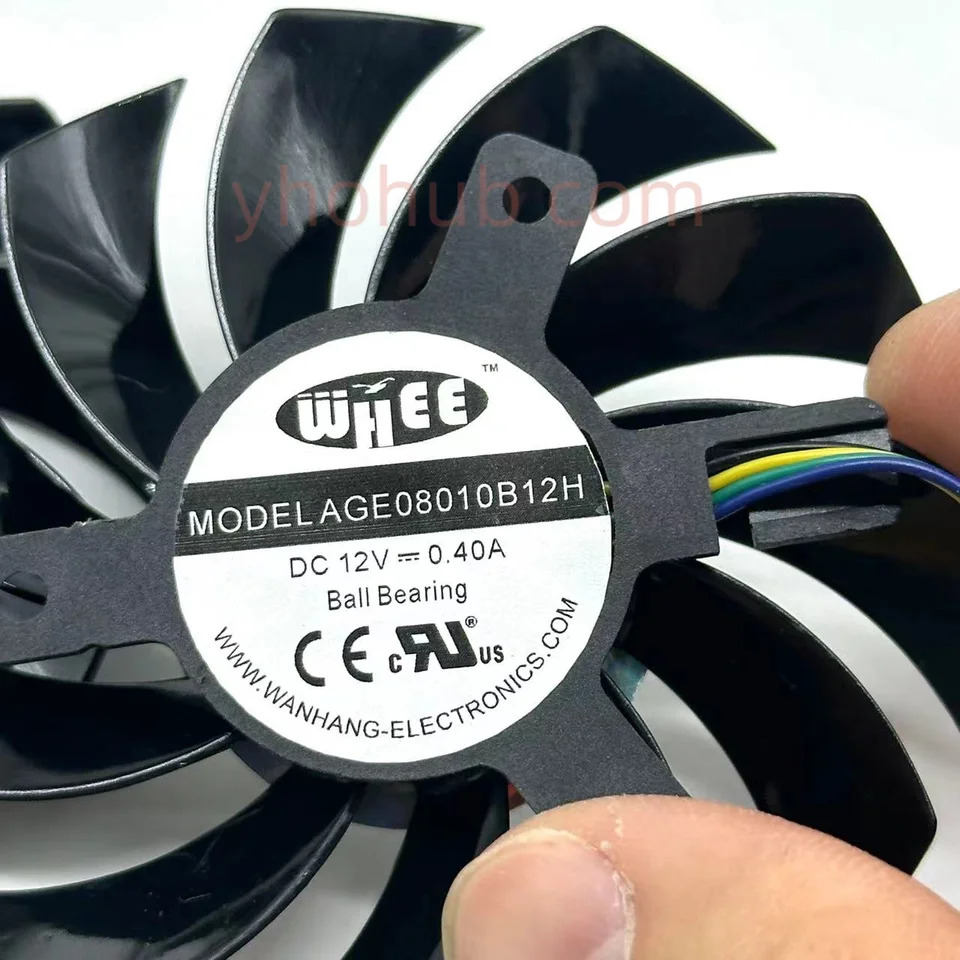 HD7870 R7 260X WHEE AGE08010B12H DC 12V 0.40A Dia. 75mm C.T.C 39mm 5 선 서버 프레임리스 팬