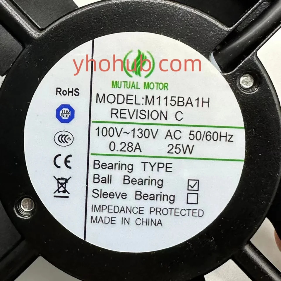 MUTUAL 2 와이어 서버 냉각팬 M145FCA2H AC 200V 0.28A 150x150x50mm