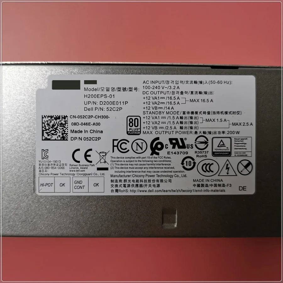 Optiplex 3080 5080 7080 5090 7090 SFF 200W 전원공급장치 어댑터 PSU H200EBS-01 L200EBS-01 AC200EBS-01 KMJP5
