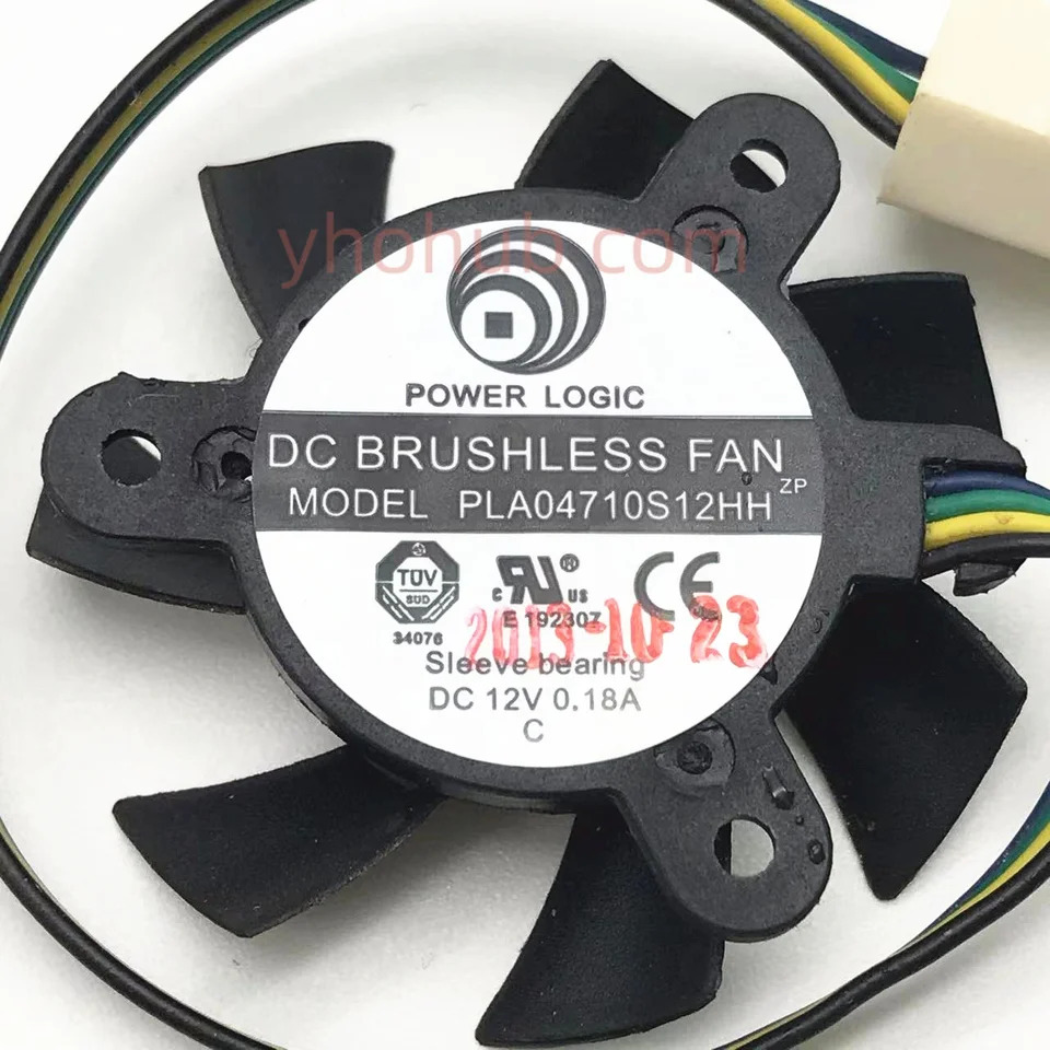 파워 로직 PLA04710S12HH DC 12V 0.18A 직경 C.T.C 프레임리스 냉각팬 4 와이어 서버 36mm 26mm