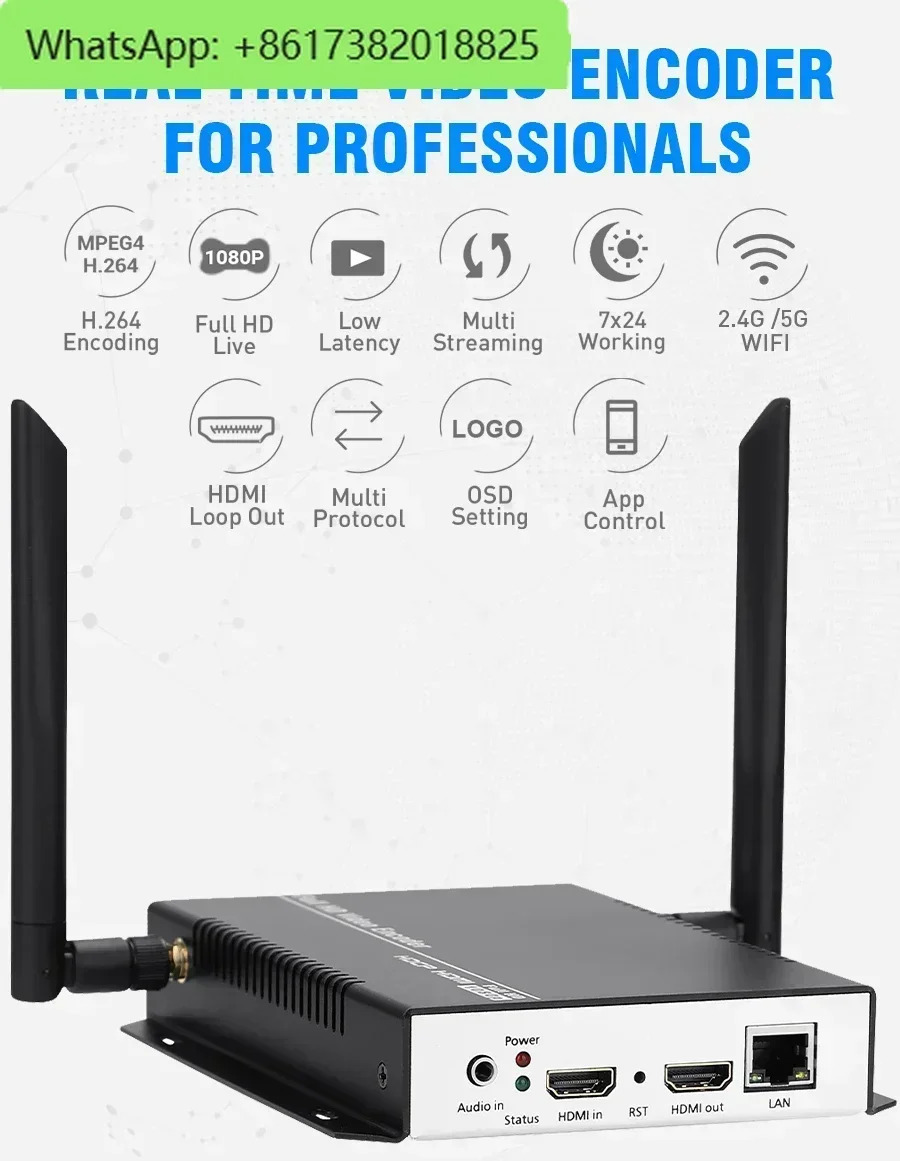 URay HEVC H.265 비디오To SRT RTSP RTMP HTTP 스트리밍 인코더 무선 H265 H.264 HD 비디오 To IP 스 WiFi