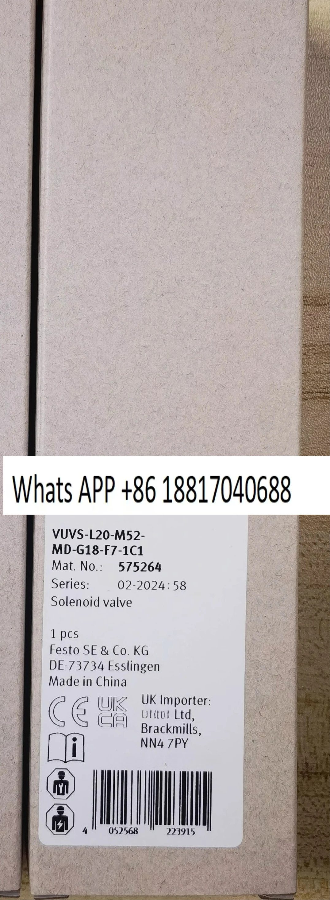 솔레노이드 밸브 575264 VUVS-L20-M52-MD-G18-F7-1C1 포장
