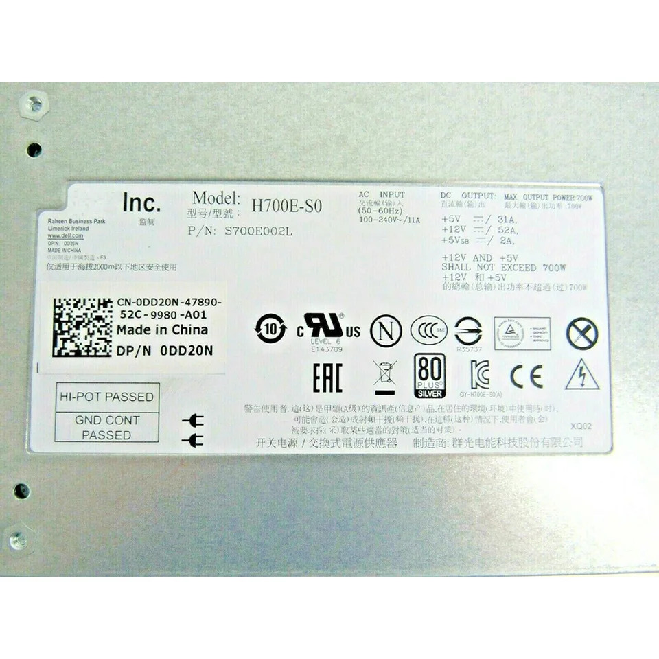 DELL 0DD20N DD20N 700W H700E-S0 PS4100 100-240V 11A PS 전원 전 리퍼 완료
