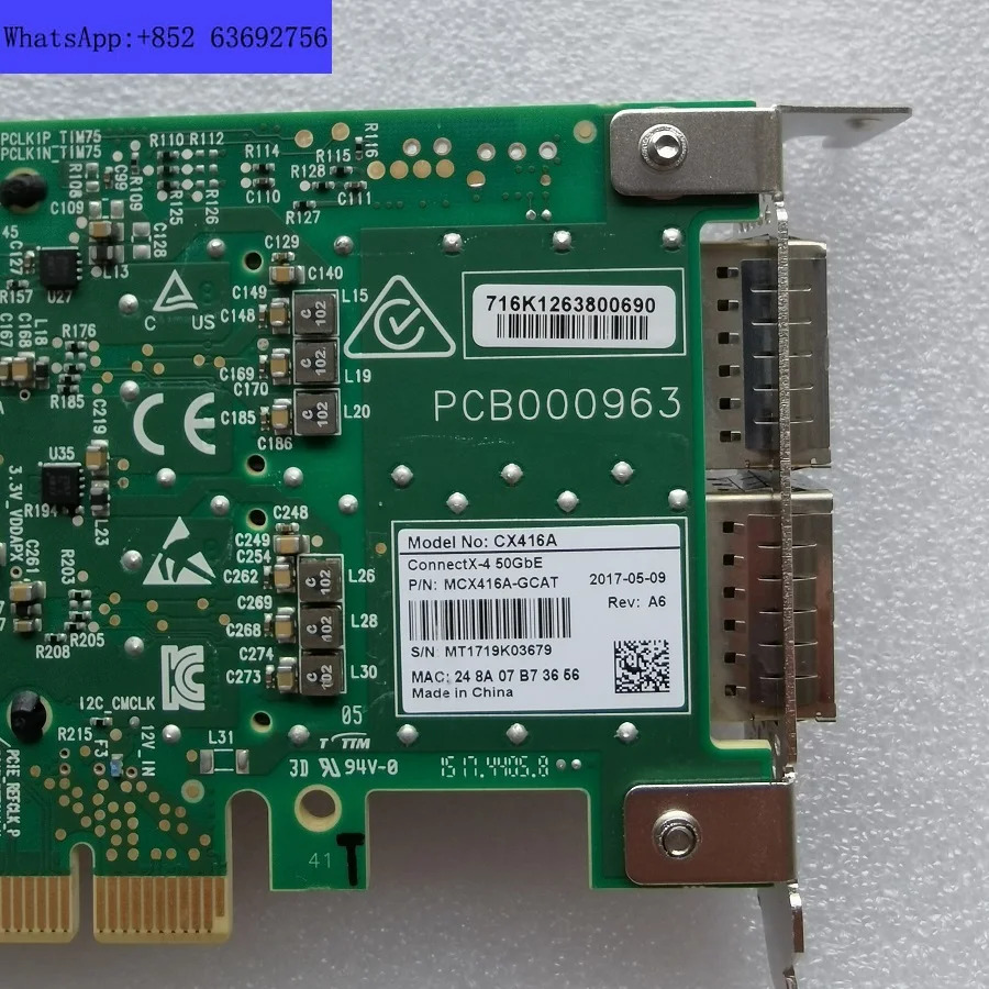 MCX415 네트워크 카드 416A-GCAT/MCX416A-CCAT 50/100Gbe