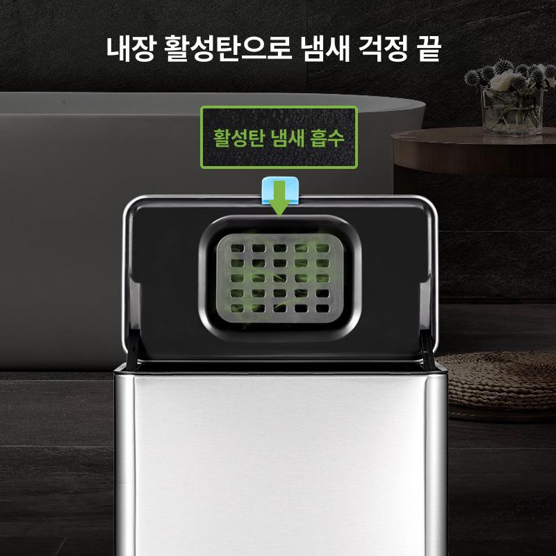 스텐 벽걸이 휴지통 걸이형 반자동 뚜껑 주방용 스테인리스 스틸 음식물쓰레기통 - 상세 이미지 3