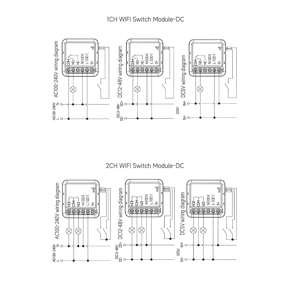 MHCOZY Tuya 스마트 라이프 앱 드라이 컨택 WiFi 릴레이 스위치 모듈, 2채널 DC 5V 12/24V AC 100-240V, 알렉사 구글 홈과 호환 가능 - 상세 이미지 3