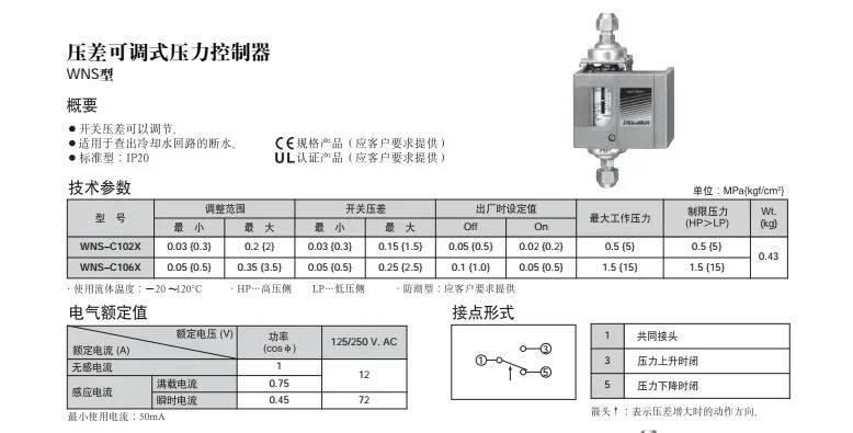 SAGINOMIYA 오리지널 일본 Eginomiya 압력 스위치 WNS-C106X 컨트롤러 차동