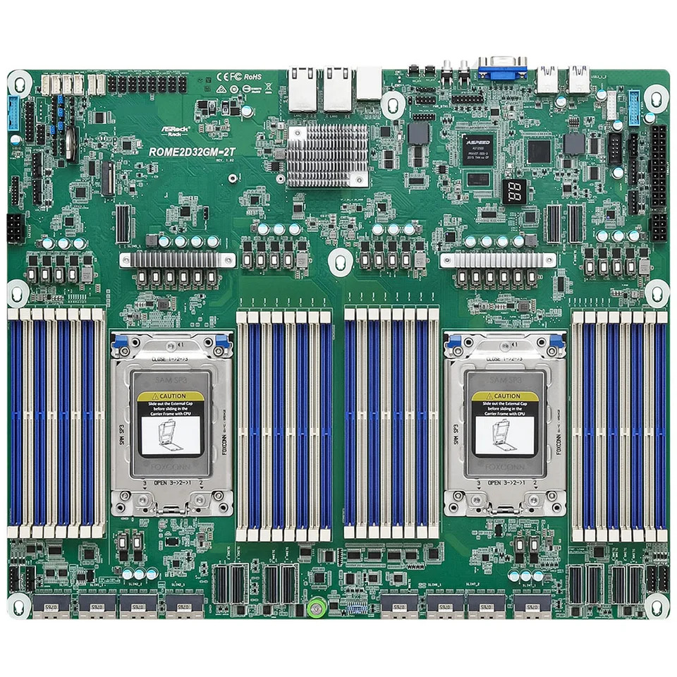 ASRock호환 ROME2D32GM호환-2T 마이크로시스템 마더보드 듀얼 EPYC 7003 DDR4 지원